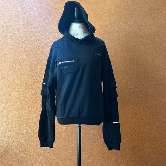 Tamed Psychotic Black “Utility Tech”Hoodie Men’s Medium New Without Tags! - Picture 4 of 16